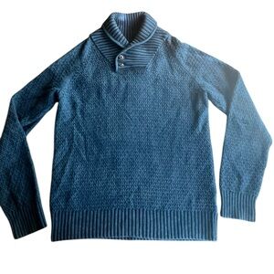 Men’s H&M Blue Shawl 2 Button Collar Sweater Size L